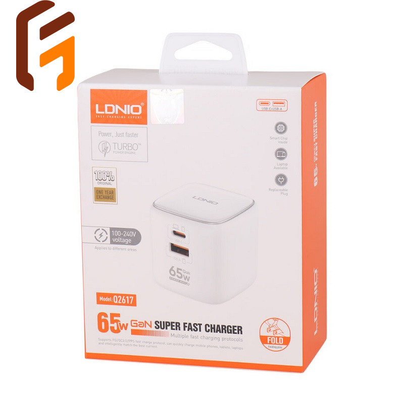شارژر هوشمند سوپر فست شارژ الدینیو 65W مدل Q2617
